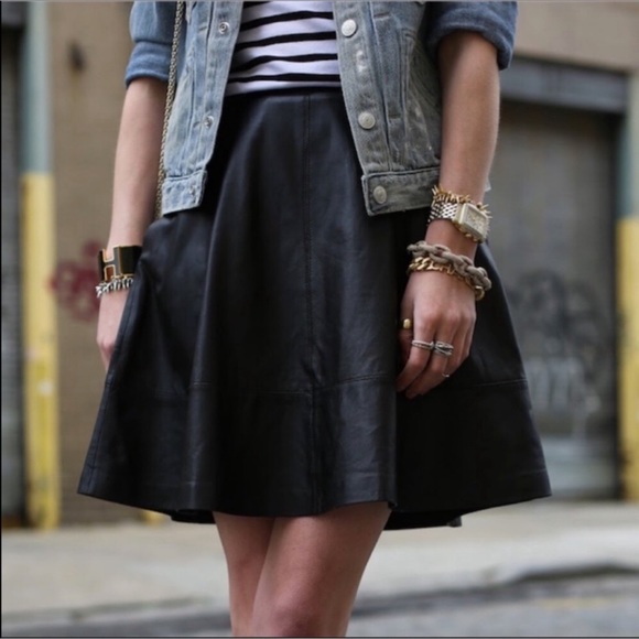Jason Wu Dresses & Skirts - Women's Black Leather A-Line Skirt